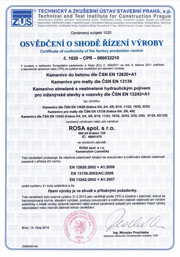 Obraz certifikátů, prohlášení o shodě a CE